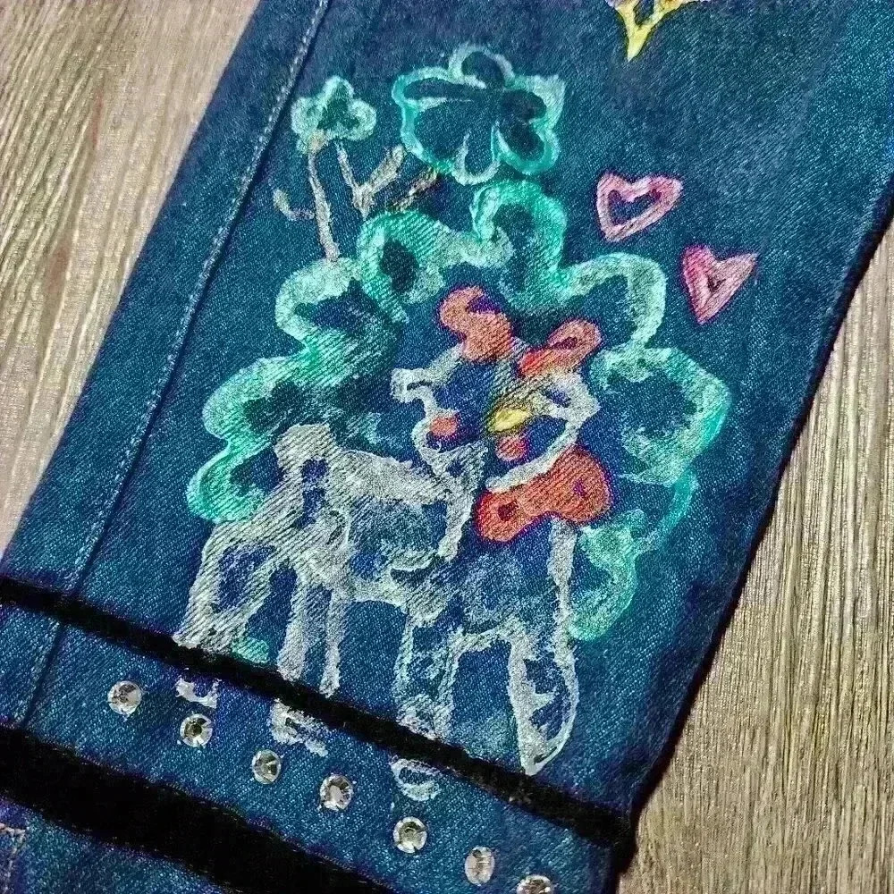 Vintage 90s crazy mom jeans with bedazzled Lisa Frank animals ✦ kidcore jeans ✦ - Picture 12 of 16